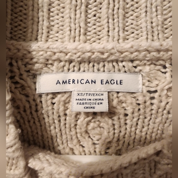 American Eagle Tan Cropped Knit Sweater - Picture 2 of 2